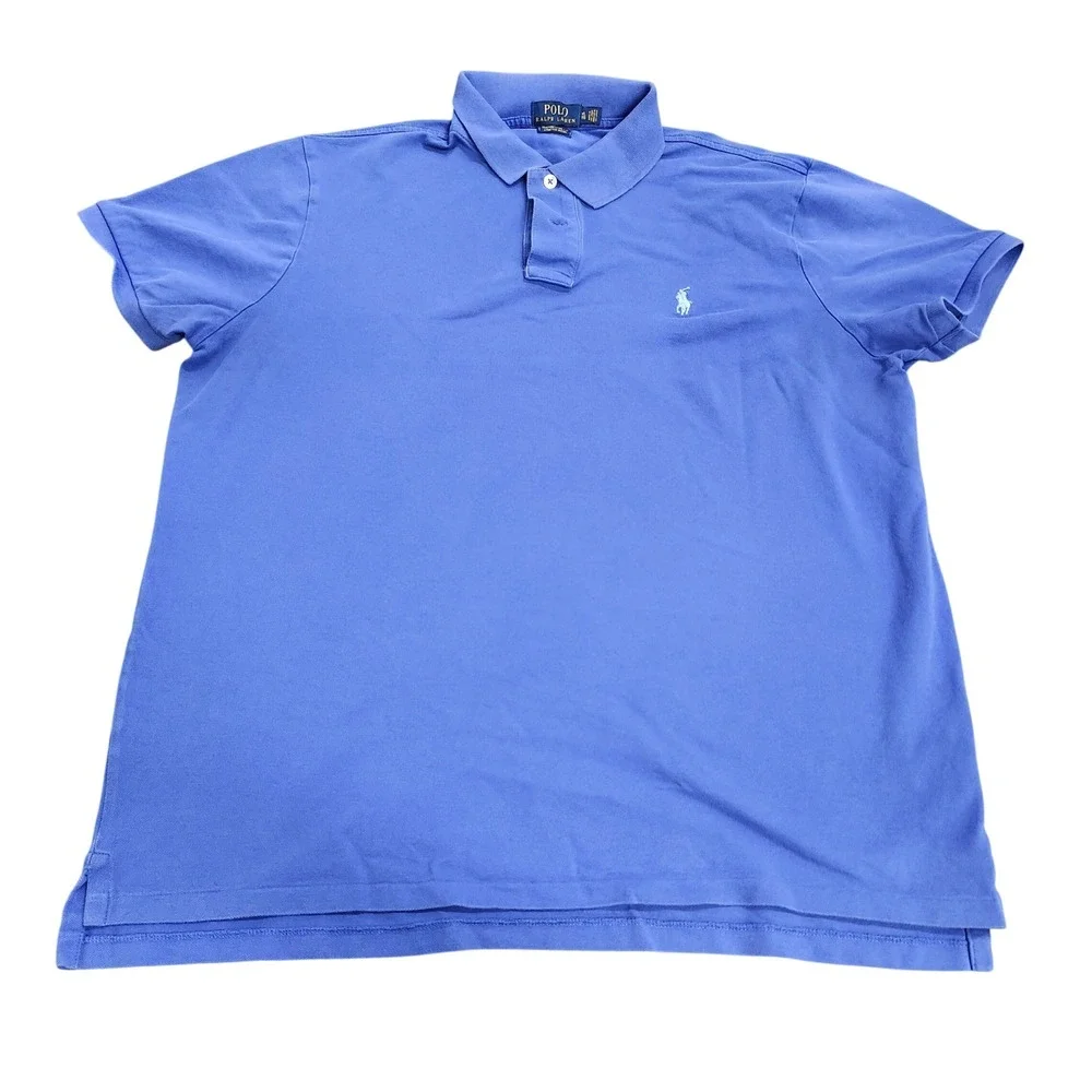 Polo Ralph Lauren Mens XL Blue Custom Slim Fit Stretch Mesh Polo Shirt 15209